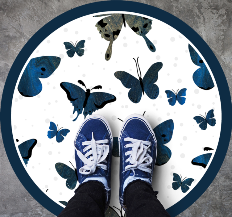 Alfombra vinílica de animales motivo de mariposas azules - TenVinilo