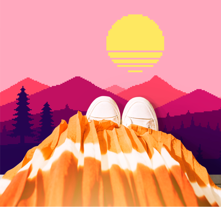 Alfombra vinílica naturaleza vista de montaña al atardecer - TenVinilo