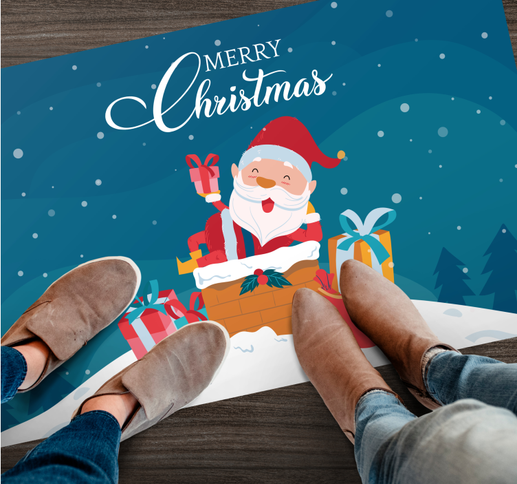 Alfombra vinílica navidad alegres vibraciones de santa - TenVinilo