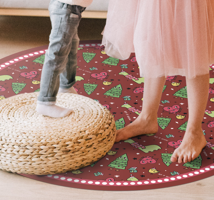 Alfombra vinílica navidad diseño circular festivo - TenVinilo