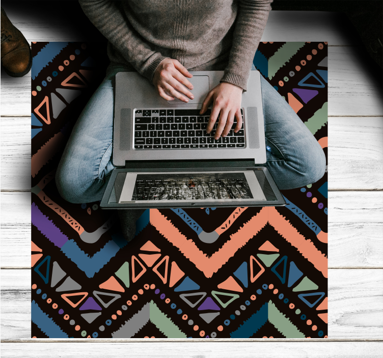 Alfombra vinílica nórdica secciones de color geométricas - TenVinilo