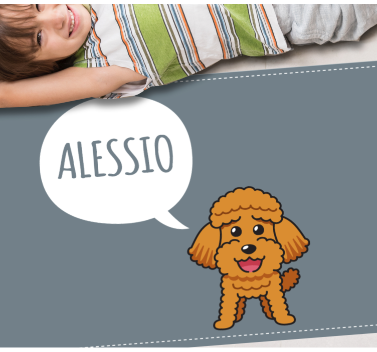 Alfombra vinílica personalizable cachorro caniche feliz - TenVinilo