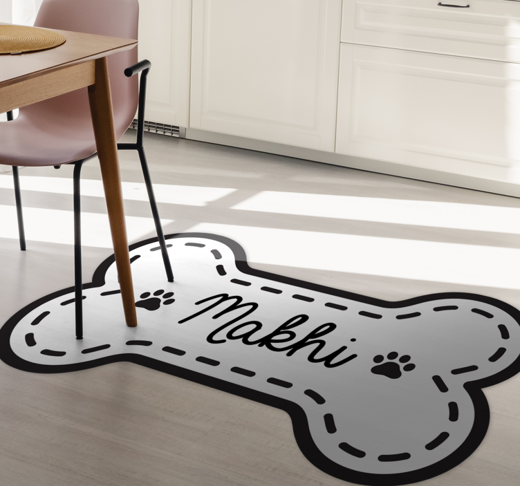 Alfombra vinílica personalizable forma de hueso de perro - TenVinilo