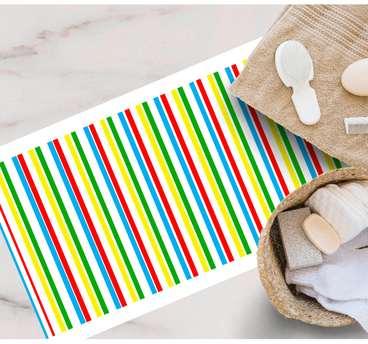 Alfombra vinílica rayas patrón vertical colorido - TenVinilo