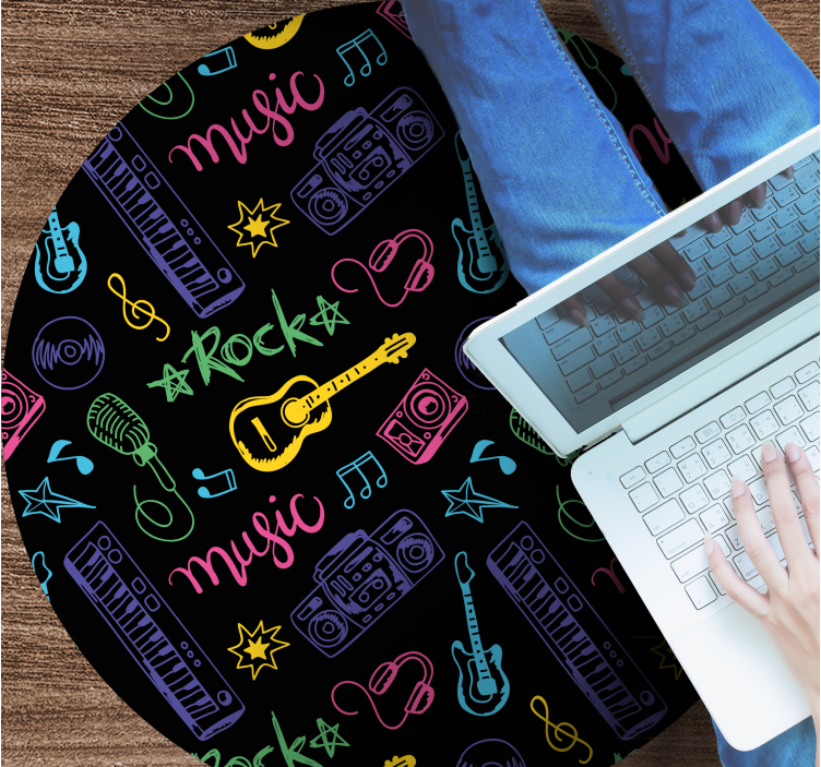 Alfombra vinilo redonda Iconos planos instrumentos musicales - TenVinilo