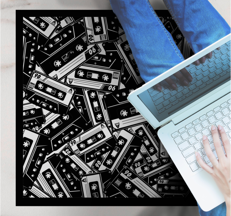 Alfombra vinílica juvenil motivo de cinta de casete - TenVinilo