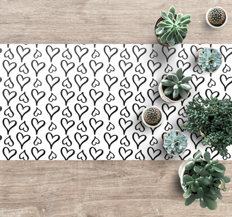 Alfombra vinílica textura patrón de corazones negros - TenVinilo