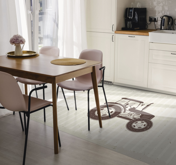 Alfombra vinílica textura representación del tractor rústico - TenVinilo