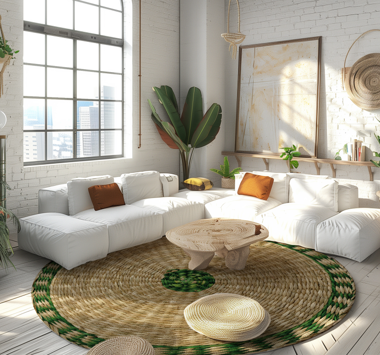 Alfombra vinilo textura textura tejida redonda - TenVinilo