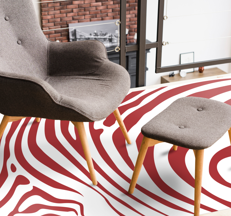 Alfombra vinilo animal print rayas cebra rojas - TenVinilo