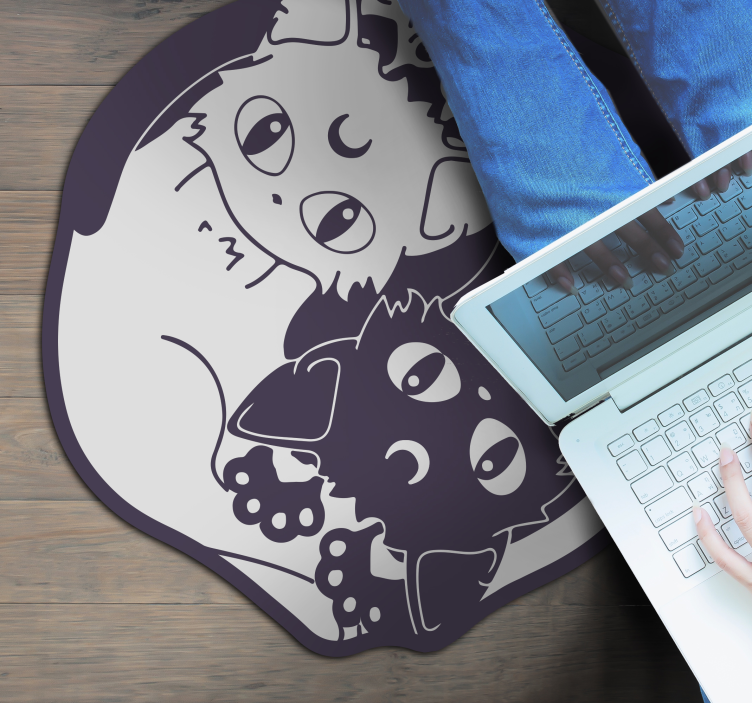 Alfombra vinílica animales gatos ying y yang - TenVinilo