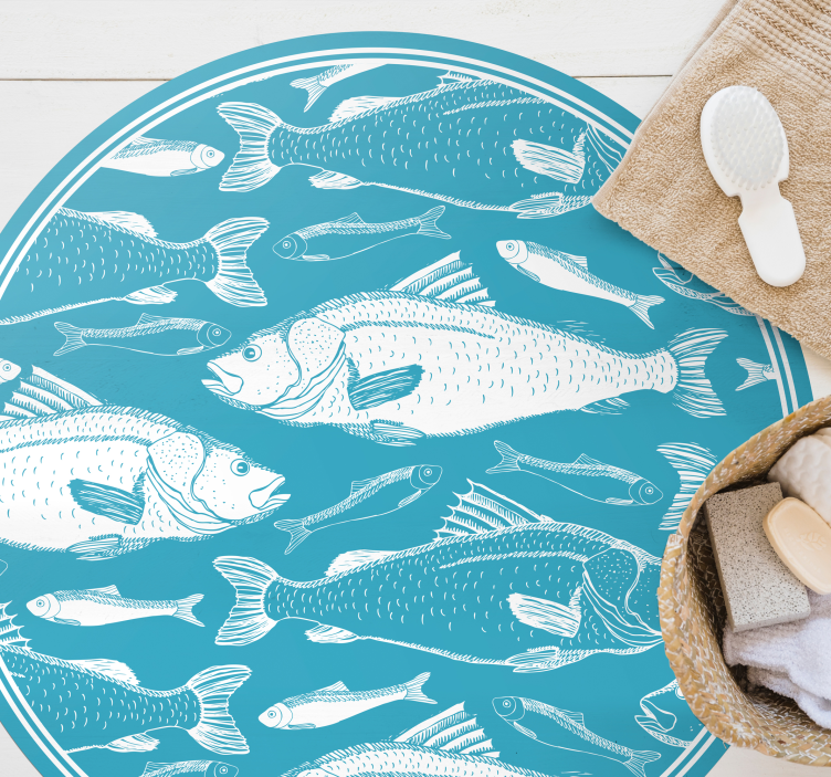 Alfombra vinílica de animales motivo de fauna acuática - TenVinilo