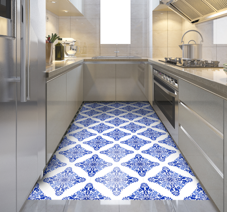 Alfombra vinilo cocina azulejos árabes - TenVinilo