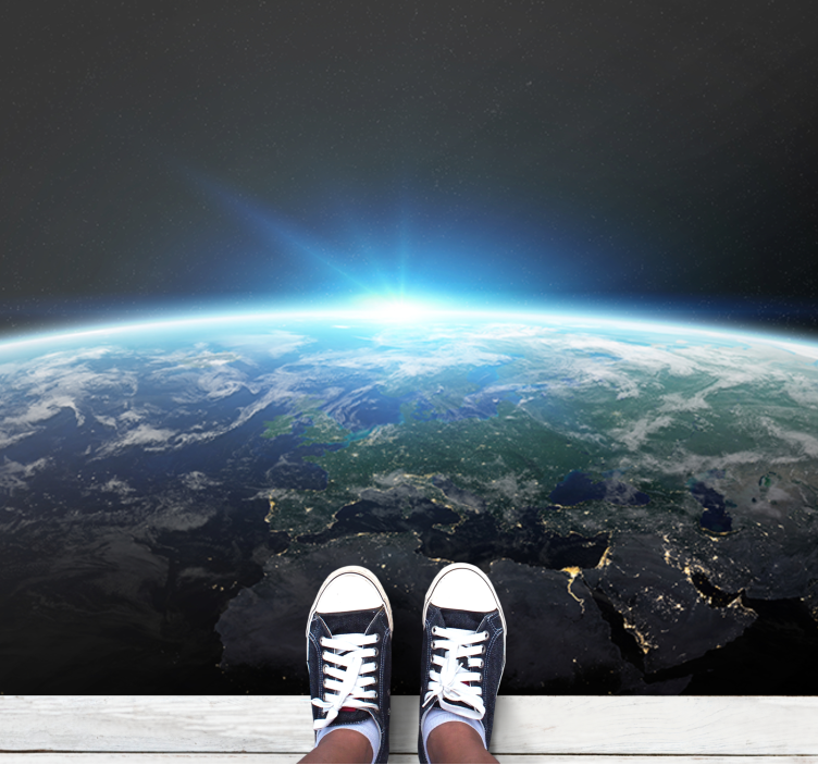 Alfombra vinílica dormitorio lugar planeta astronomía - TenVinilo