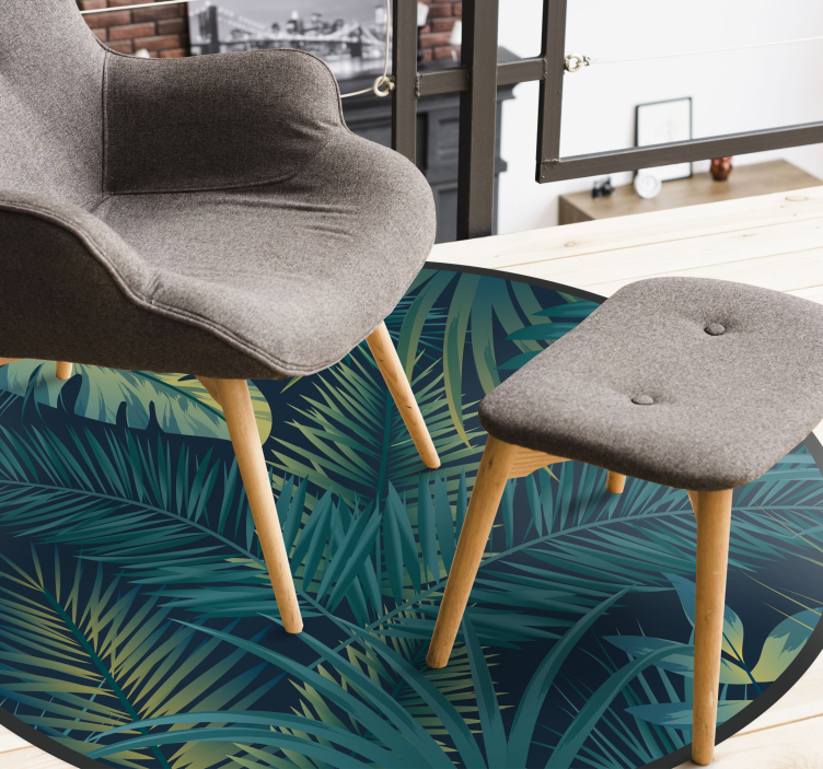 Alfombra vinílica flores conjunto de follaje tropical - TenVinilo