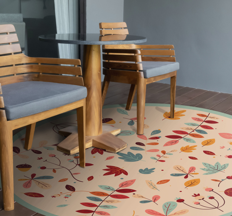 Alfombra vinílica flores patrón de follaje otoñal - TenVinilo