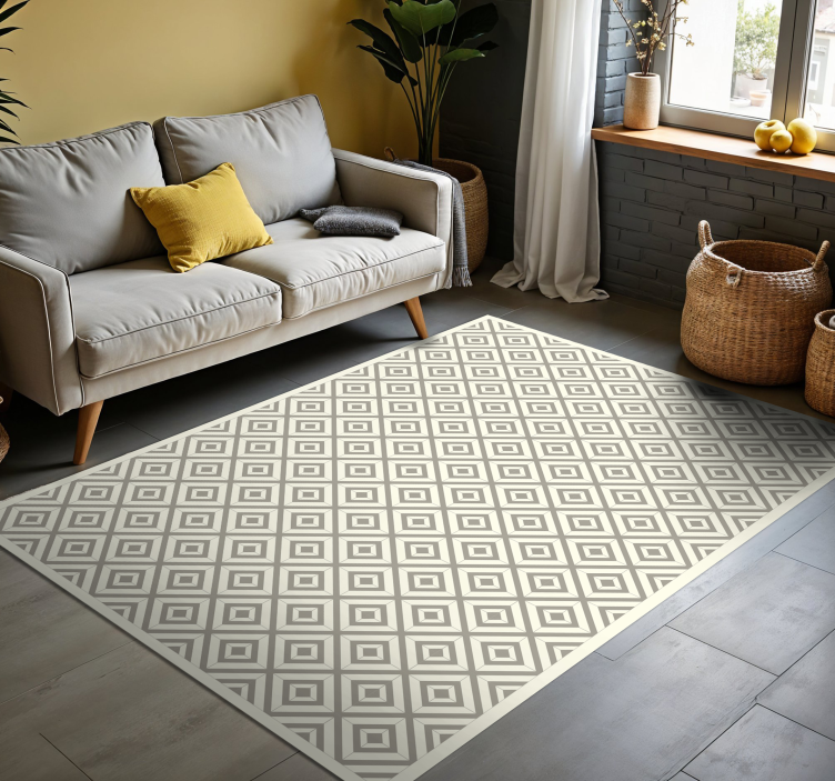 Alfombra hidráulica vinílica líneas diagonales beige y gris - TenVinilo