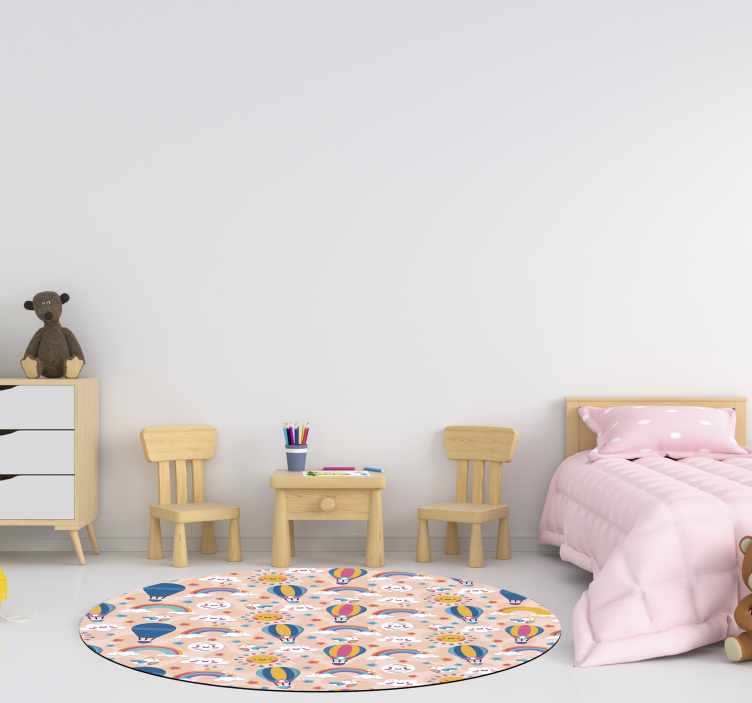 Alfombra vinílica infantil patrón de globos de colores - TenVinilo