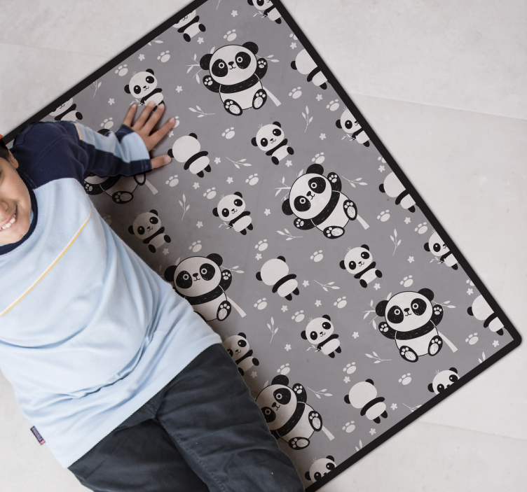 Alfombra vinílica infantil tiempo de juego panda - TenVinilo