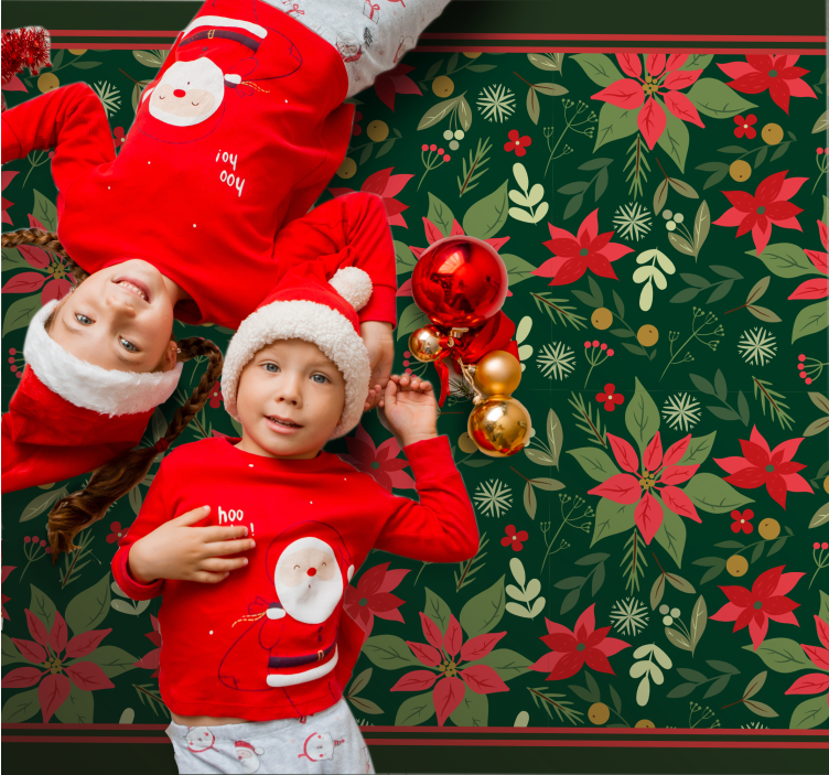 Alfombra vinílica navidad patrón festivo de flor de pascua - TenVinilo