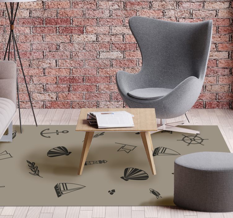 Alfombra vinílica nórdica elementos marinos - TenVinilo