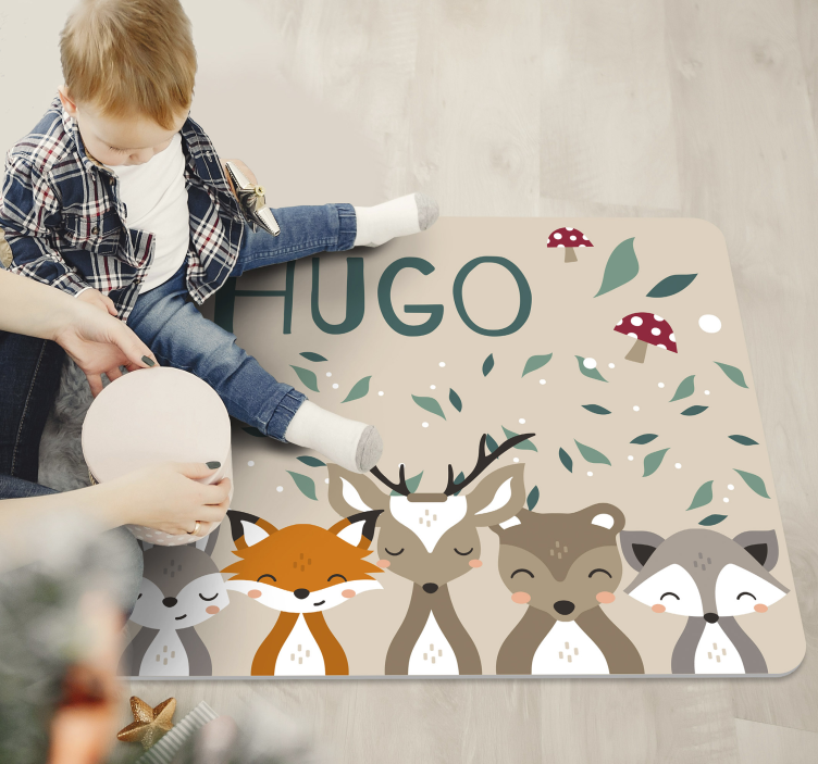 Alfombra vinílica personalizable amigos del bosque - TenVinilo