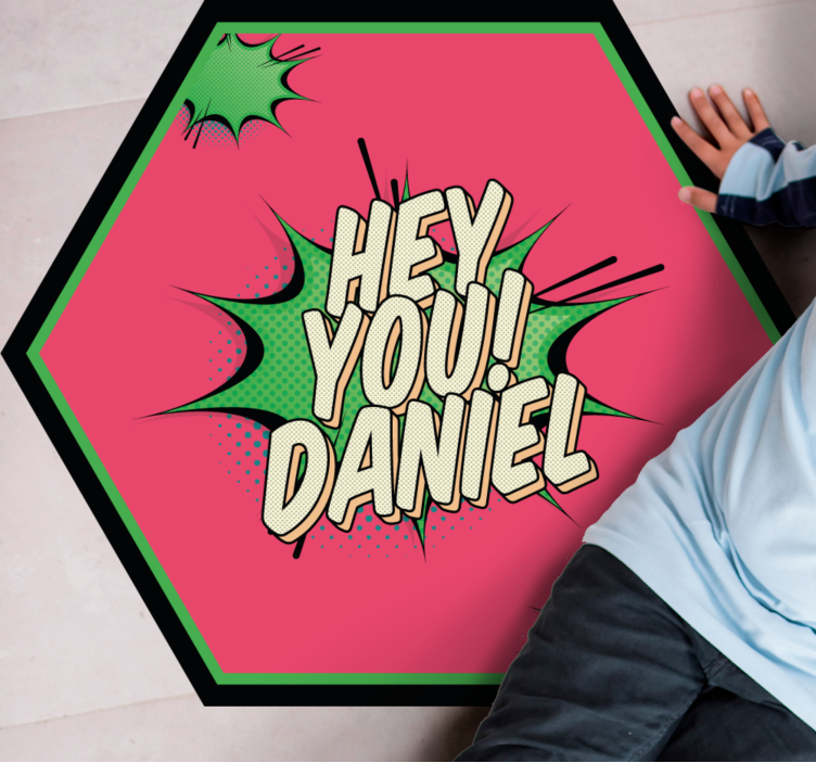 Alfombra vinílica personalizable Hola, genial cartel de graffiti - TenVinilo