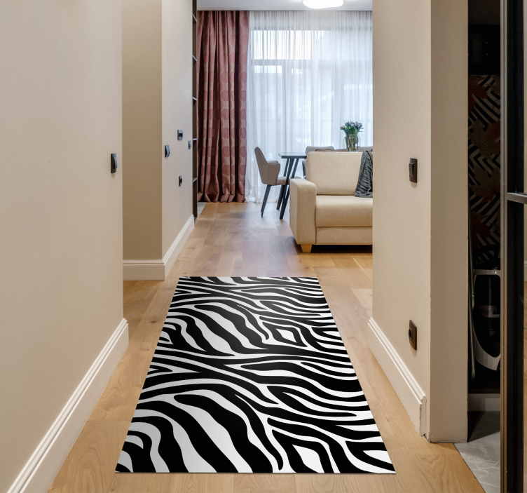 Alfombra vinilo pasillo estampado cebra - TenVinilo