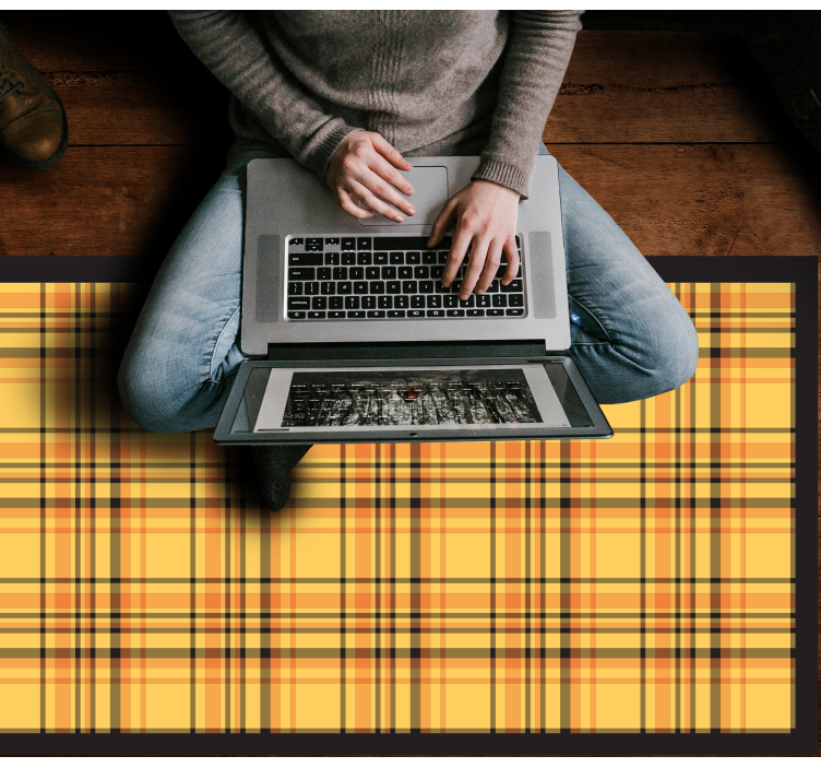 Alfombra vinílica salón Patrón de cuadros amarillos - TenVinilo