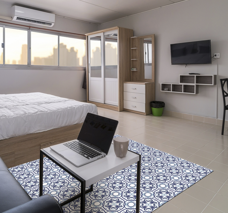 Alfombras de vinilo de azulejos azul - TenVinilo