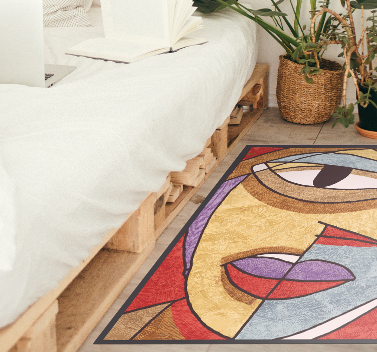 Alfombras vinílicas modernas Cara geométrica de arte moderno - TenVinilo