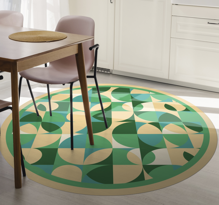 Alfombras vinílicas modernas Circular de diseño verde - TenVinilo
