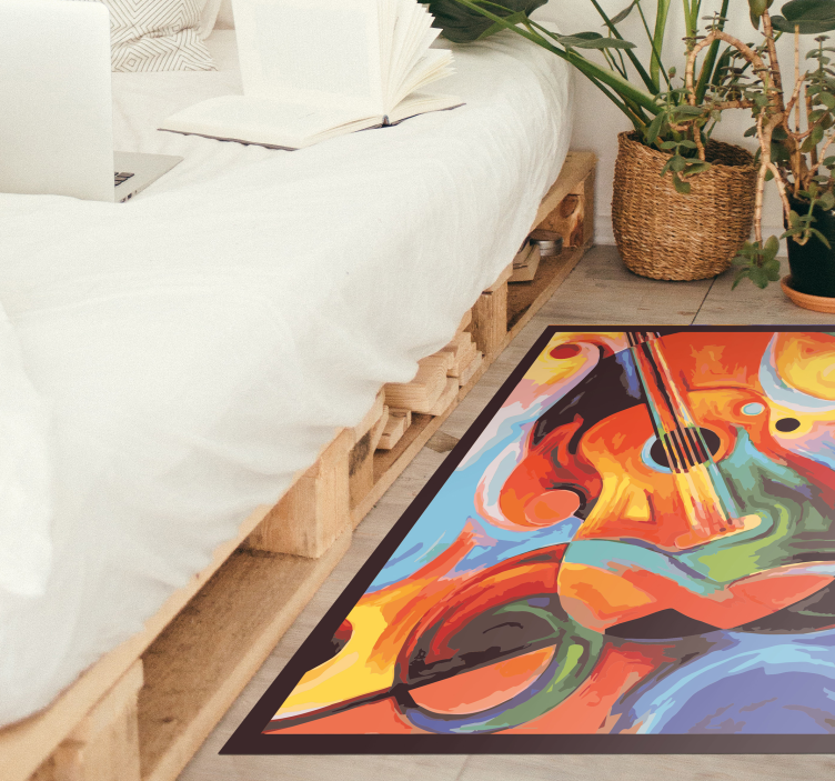 Alfombras vinílicas modernas Guitarra colorida de arte moderno - TenVinilo