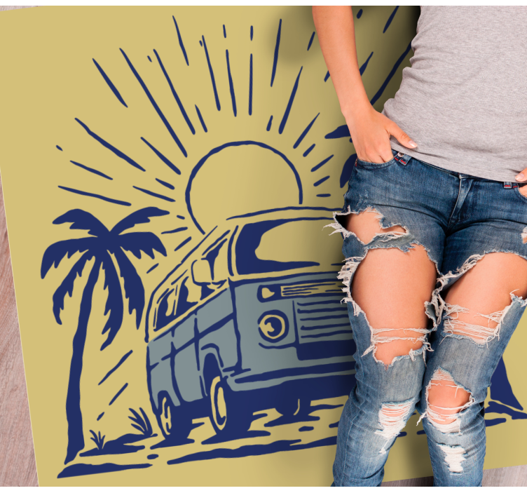 Alfombras vinílicas modernas Ilustración linda de la furgoneta de - TenVinilo