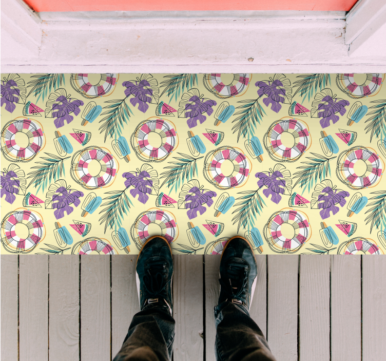Alfombras vinílicas modernas Patrón de verano moderno con hojas - TenVinilo