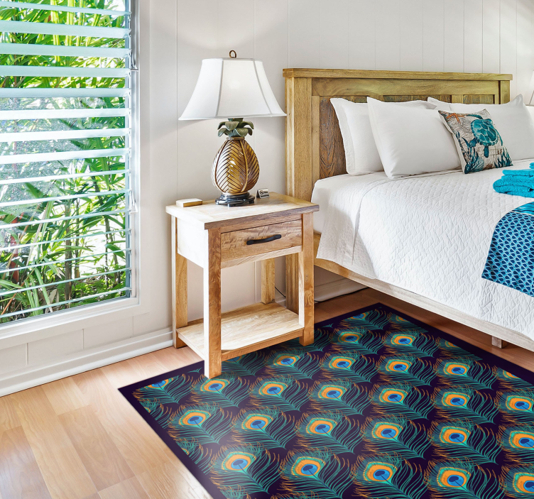 Aflombra vinílica animales Impresión de pavo real realista - TenVinilo