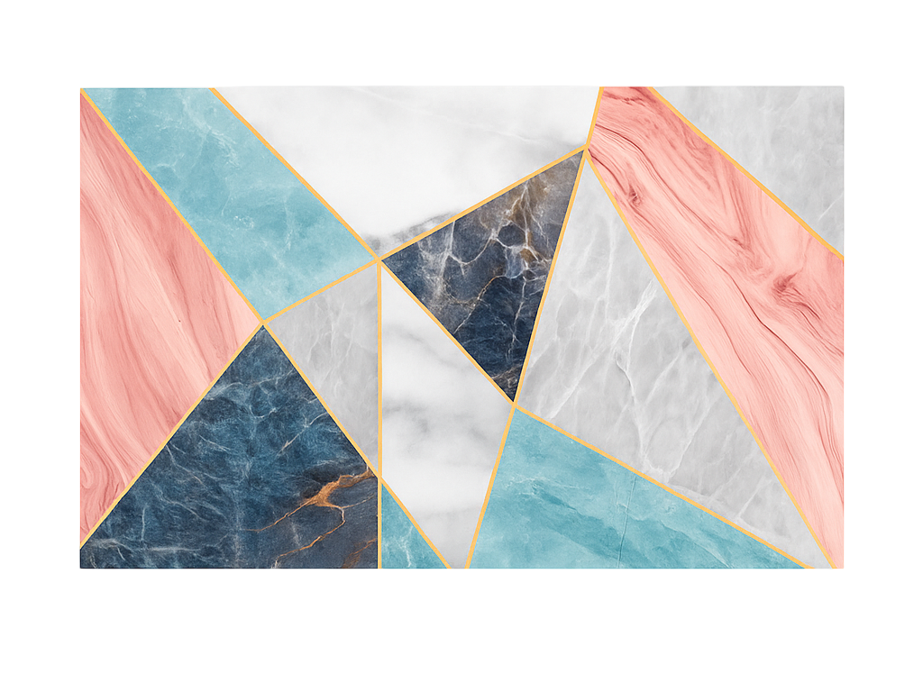 Alfombra vinílica imitación mármol diseño geométrico colorido - TenVinilo