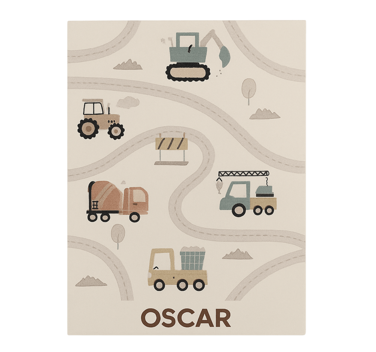 Alfombra vinílica infantil construcción beige personalizada - TenVinilo