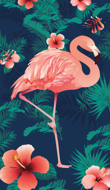 Alfombra vinílica de animales flamencos rosas tropicales - TenVinilo