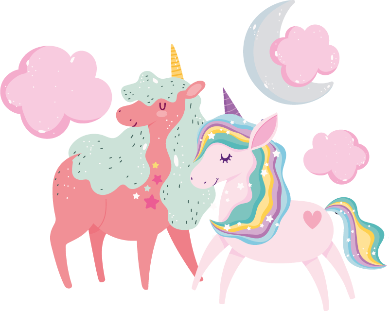 Alfombra vinílica de animales unicornio y yegua - TenVinilo