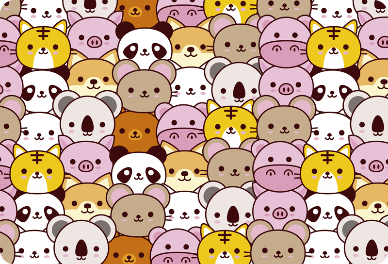 Alfombra vinílica de animales bebés adorables - TenVinilo