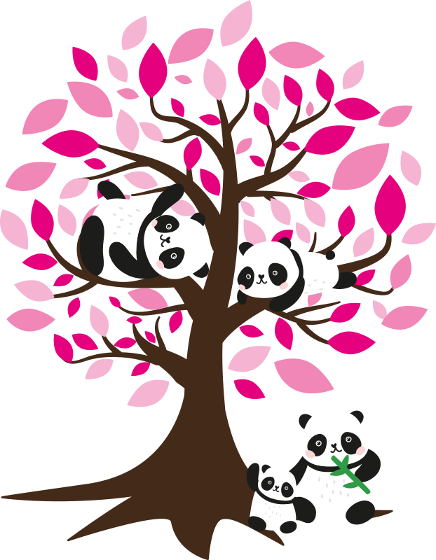Alfombra vinílica de animales Árbol con pandas - TenVinilo