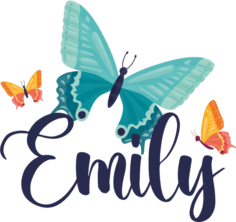 Alfombra vinílica de animales mariposas bicolor con nombre - TenVinilo