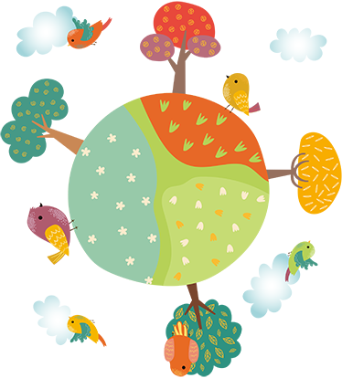 Alfombra vinílica de animales círculo blanco primavera - TenVinilo