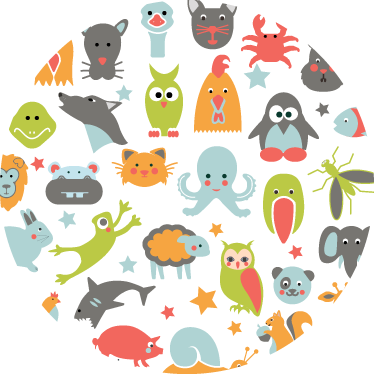 Alfombra vinílica de animales en círculo - TenVinilo