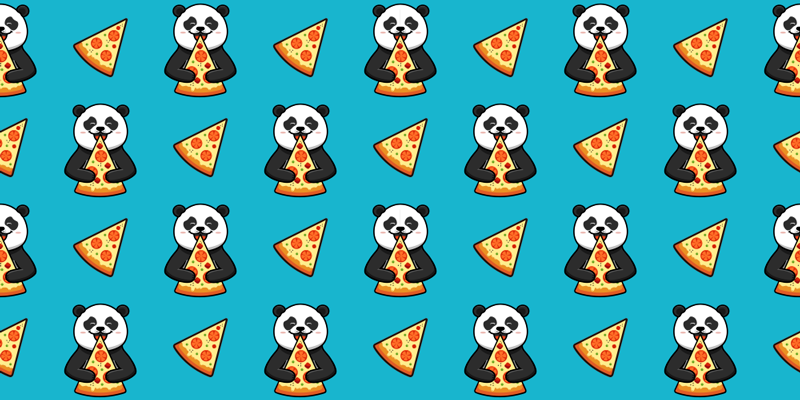 Alfombra vinílica de animales panda comiendo pizza - TenVinilo