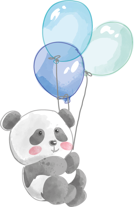 Alfombra vinílica de animales bebé sosteniendo tres globos - TenVinilo