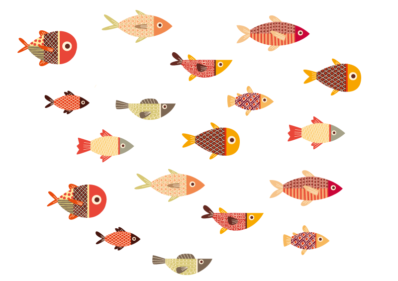 Alfombra vinílica de animales peces de colores redondos - TenVinilo