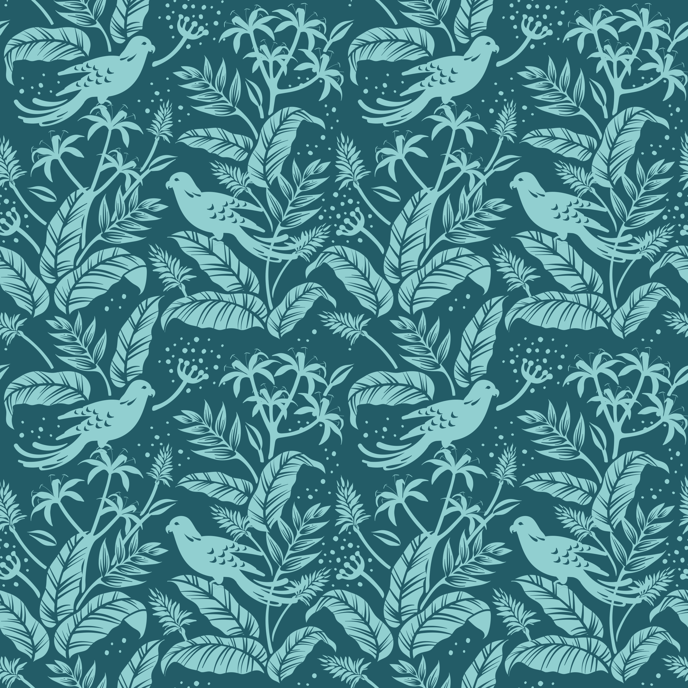 Alfombra vinílica de animales pájaros voladores turquesa - TenVinilo