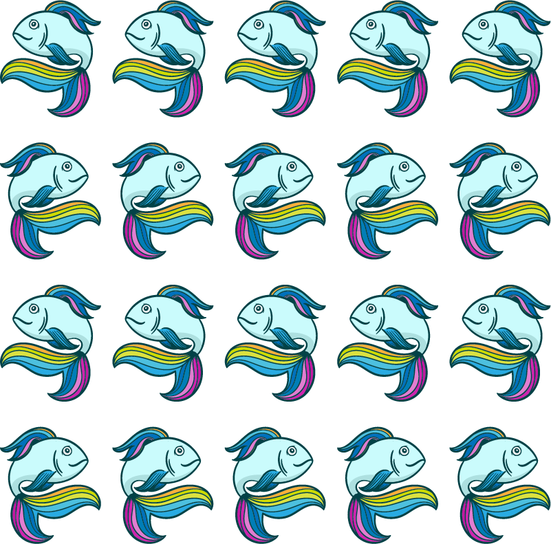 Alfombra vinílica de animales pez neón azul - TenVinilo